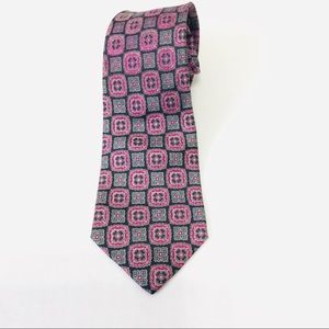 Daks Men’s Necktie Pink & Gray Tiles 100% Silk